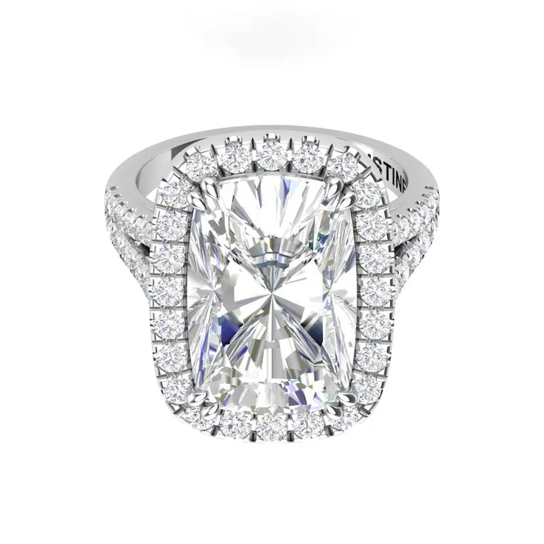 Cushion Cut Eternity Moissanite Engagement Ring  customdiamjewel   