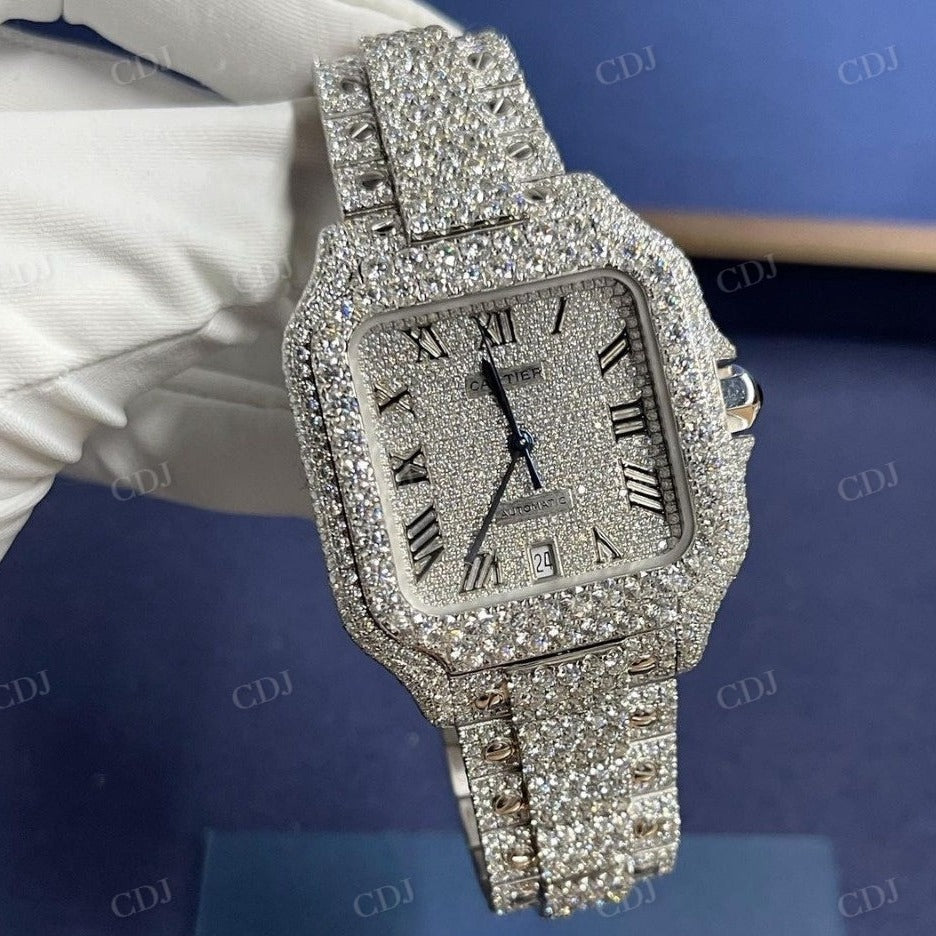 Cartier Fully Ice Out Round Diamond Luxury Watch  customdiamjewel   