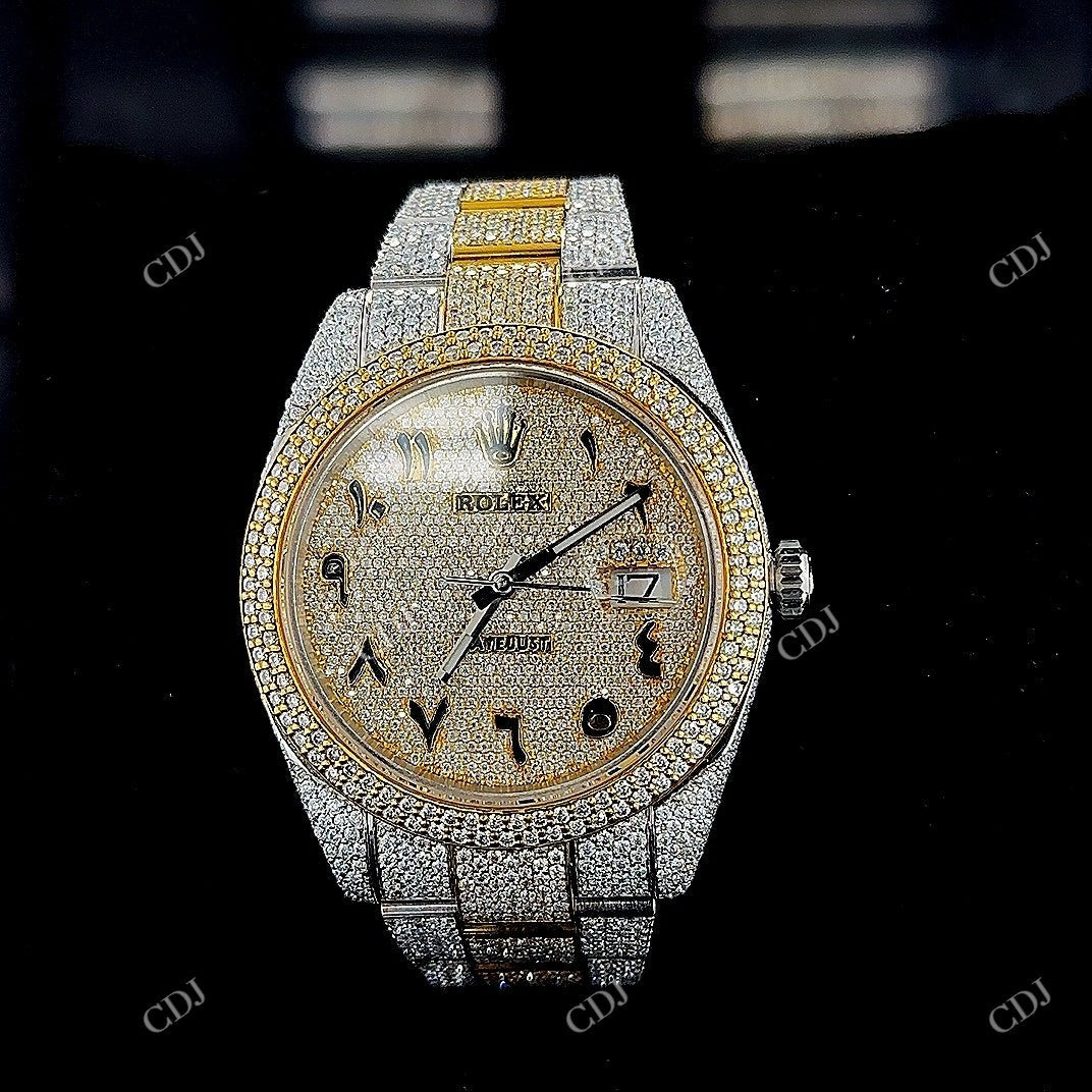 Two Tone Rolex Moissanite Watch  customdiamjewel   