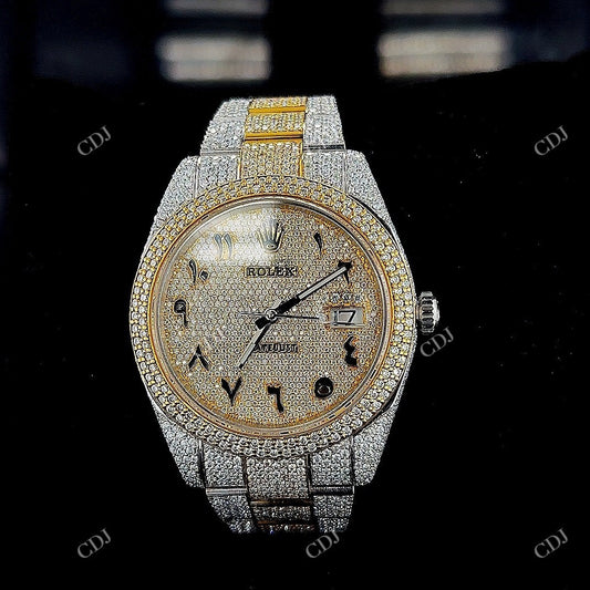 Two Tone Rolex Moissanite Watch  customdiamjewel   