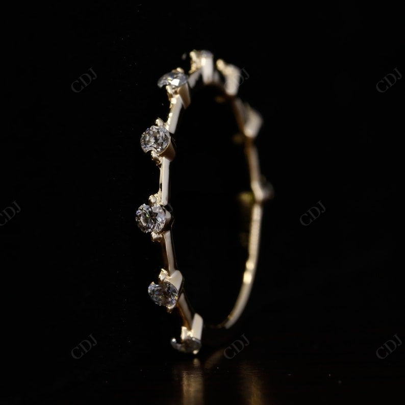 Round Lab Grown Diamond Half Eternity Stackable Yellow Gold Wedding Band  customdiamjewel   