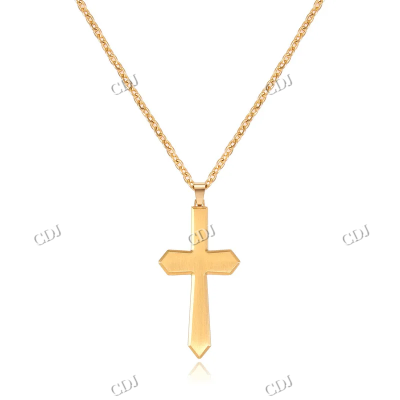 Trendy Solid Gold Unisex Hip Hop Cross Pendant hip hop jewelry CustomDiamJewel