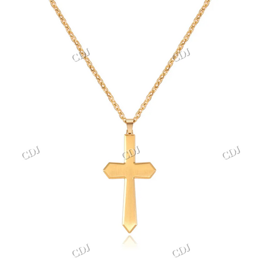 Trendy Solid Gold Unisex Hip Hop Cross Pendant hip hop jewelry CustomDiamJewel