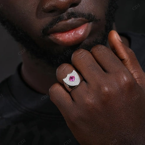 Hip Hop Customized Shield Signet Ring For Men's hip hop jewelry CustomDiamJewel