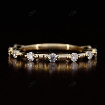 Round Lab Grown Diamond Half Eternity Stackable Yellow Gold Wedding Band  customdiamjewel Sterling Silver Yellow Gold VVS-EF