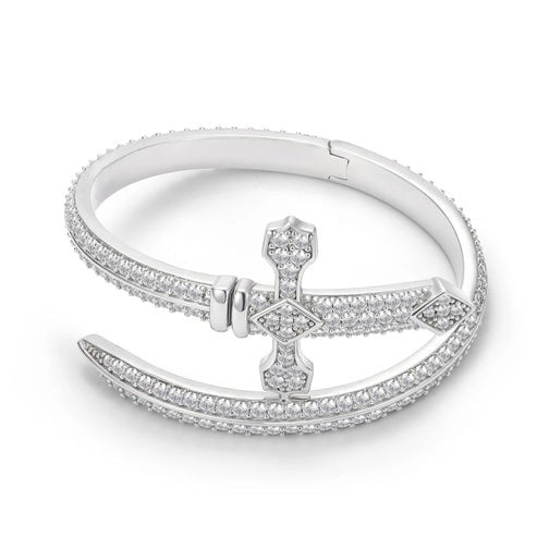 Natural Diamond Pave Set 18K Gold Cross Bangle Bracelets hip hop jewelry CustomDiamJewel