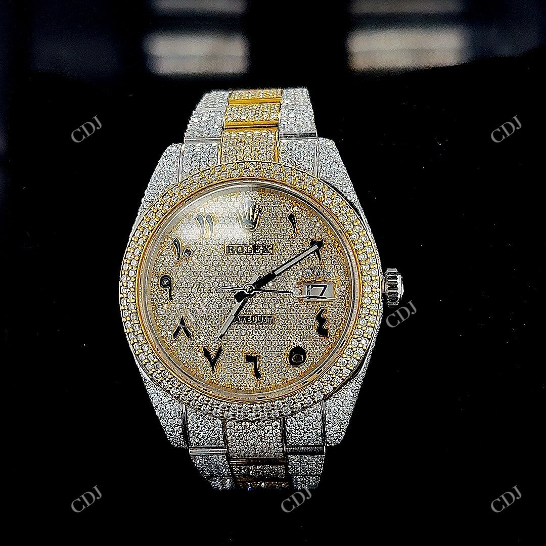 Two Tone Rolex Moissanite Watch  customdiamjewel   