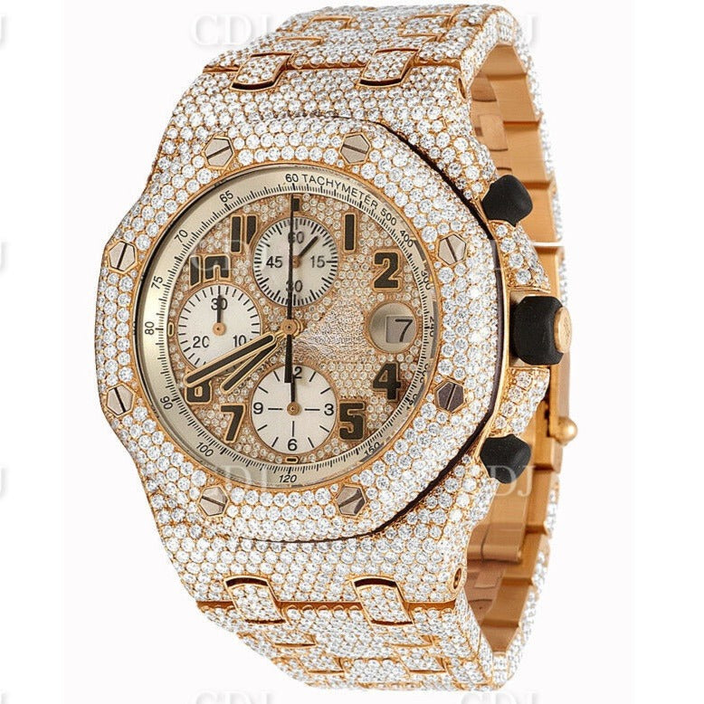 Natural Diamond Watch For Men Classic New Look Men's Watch Automatic Digital Watch Hip Hop Watch  customdiamjewel   