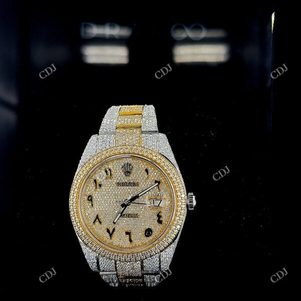 Two Tone Rolex Moissanite Watch  customdiamjewel   