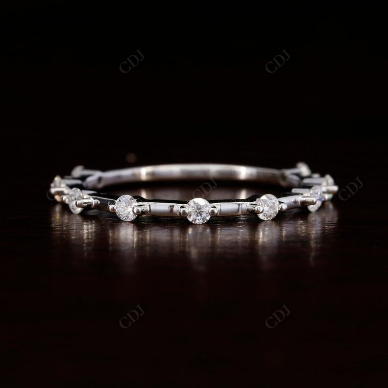 Round Lab Grown Diamond Half Eternity Stackable Yellow Gold Wedding Band  customdiamjewel   