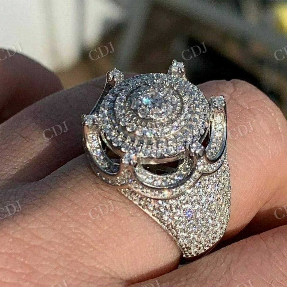 Round Cut Diamond King Crown Hip Hop Ring  customdiamjewel   