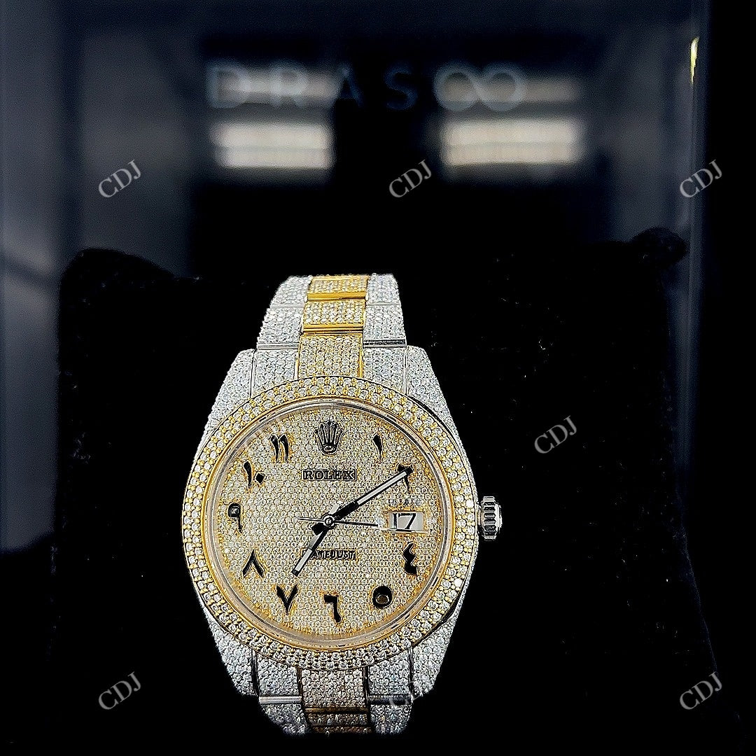 Two Tone Rolex Moissanite Watch  customdiamjewel   