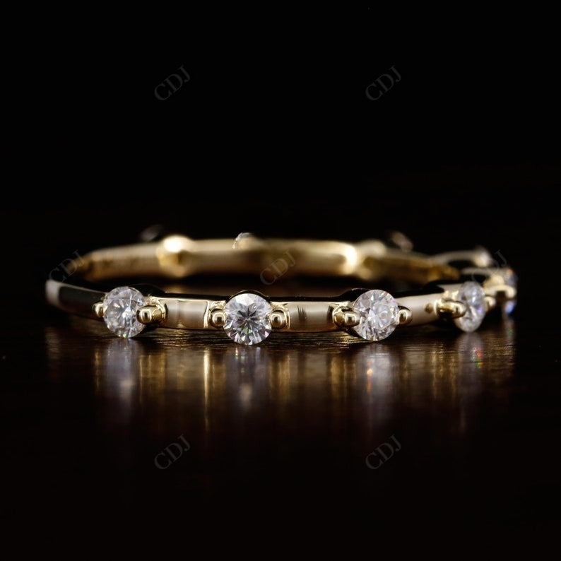 Round Lab Grown Diamond Half Eternity Stackable Yellow Gold Wedding Band  customdiamjewel   