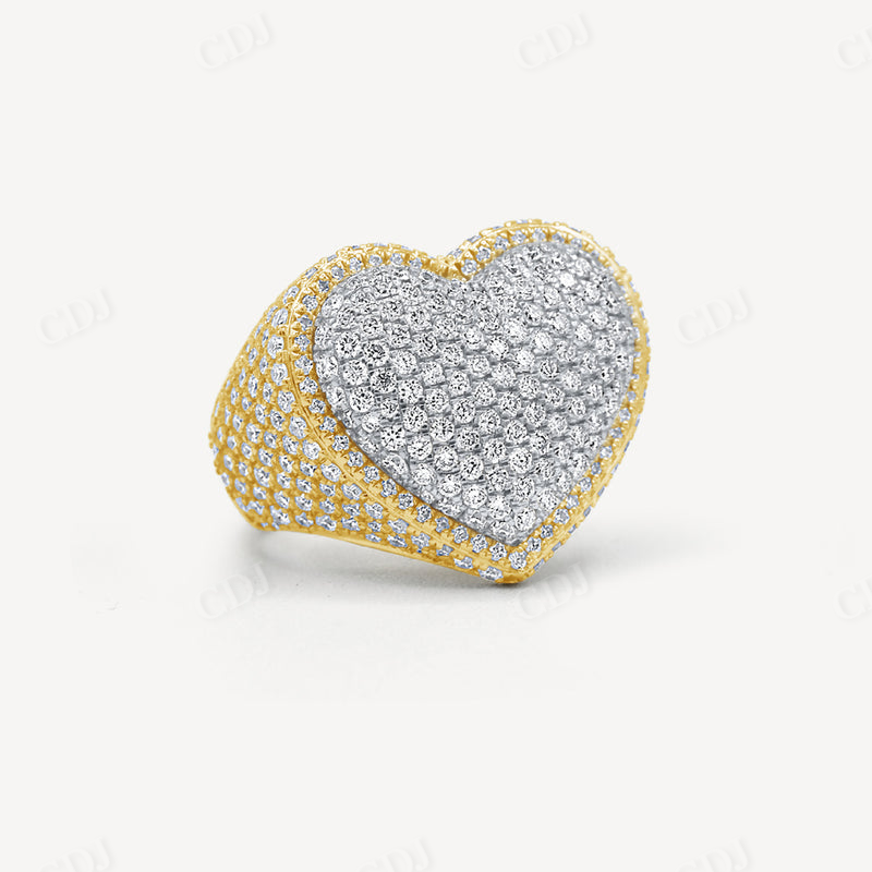 Fully Iced Out Round diamond Heart Ring  customdiamjewel   