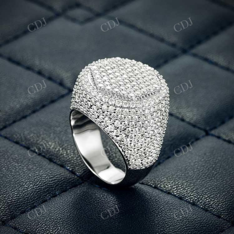 Hexagon Signet Round Cut Hip Hop Ring hip hop jewelry customdiamjewel   