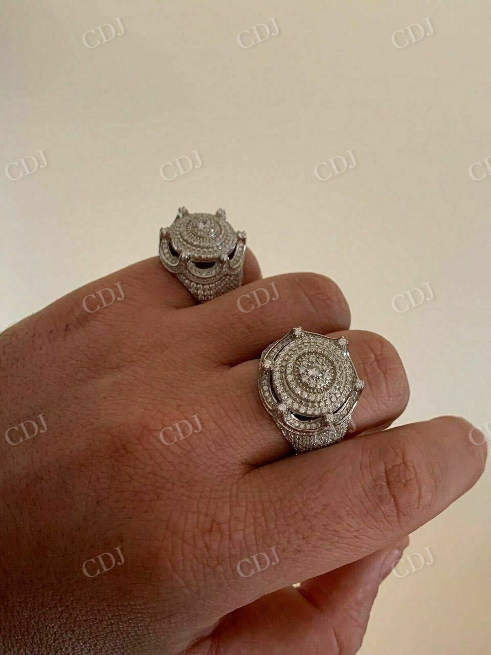 Round Cut Diamond King Crown Hip Hop Ring  customdiamjewel   