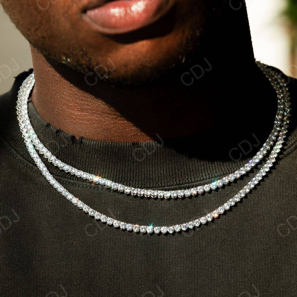 Prong Set Custom Round Diamond Tennis Chain  customdiamjewel   