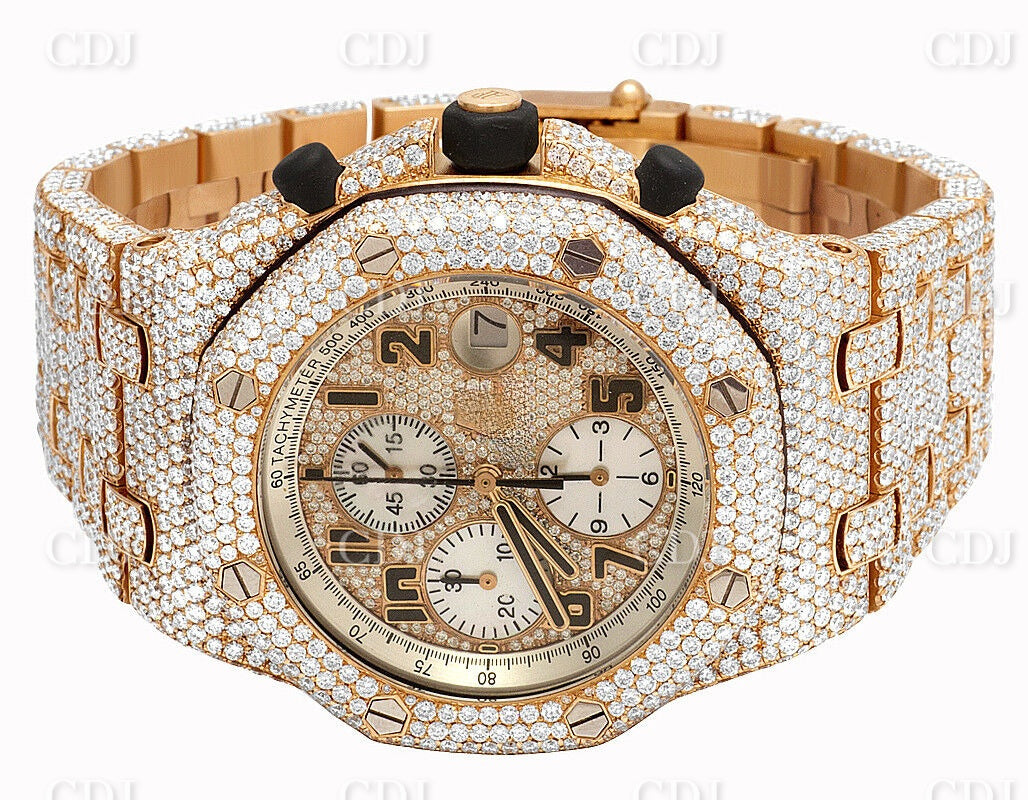 VVS Moissanite Diamond Watch Mens 42MM Rose Gold Plated AP Diamond Watch 36.00 CTW (Approx)  customdiamjewel   