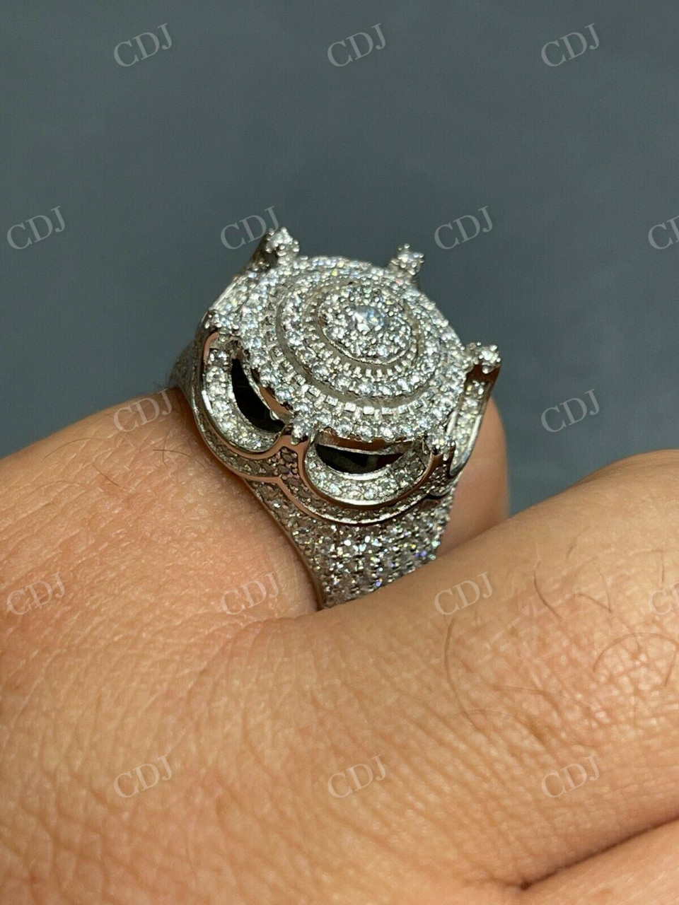 Round Cut Diamond King Crown Hip Hop Ring  customdiamjewel   