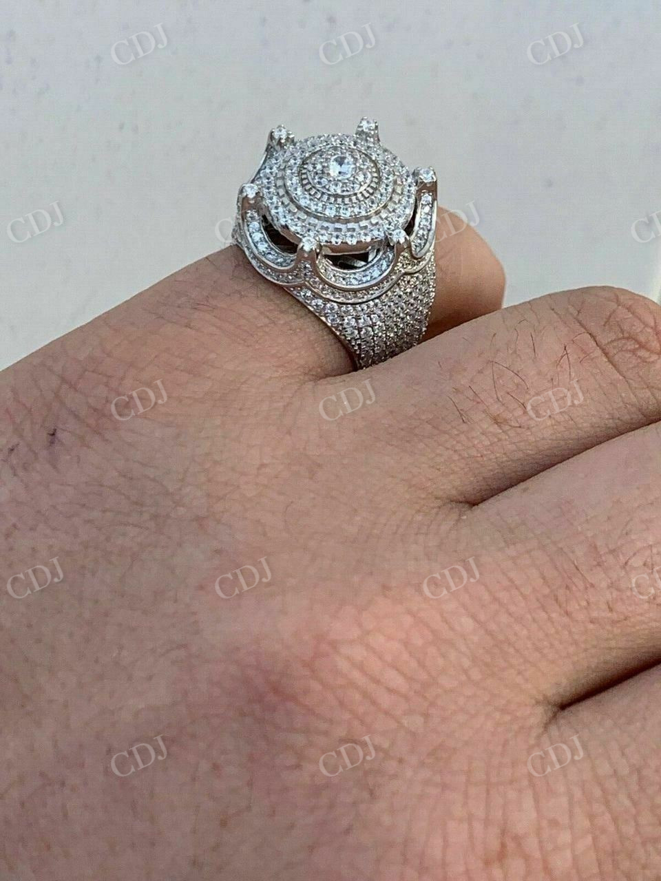 Round Cut Diamond King Crown Hip Hop Ring  customdiamjewel   