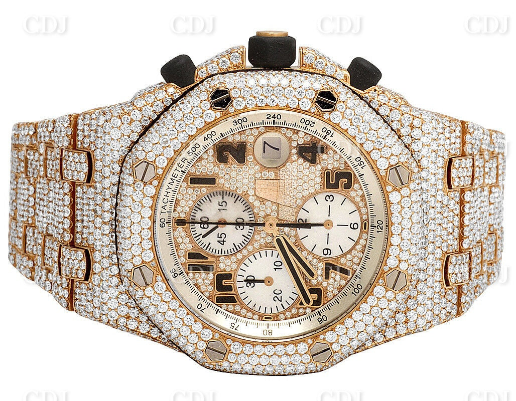 VVS Moissanite Diamond Watch Mens 42MM Rose Gold Plated AP Diamond Watch 36.00 CTW (Approx)  customdiamjewel   