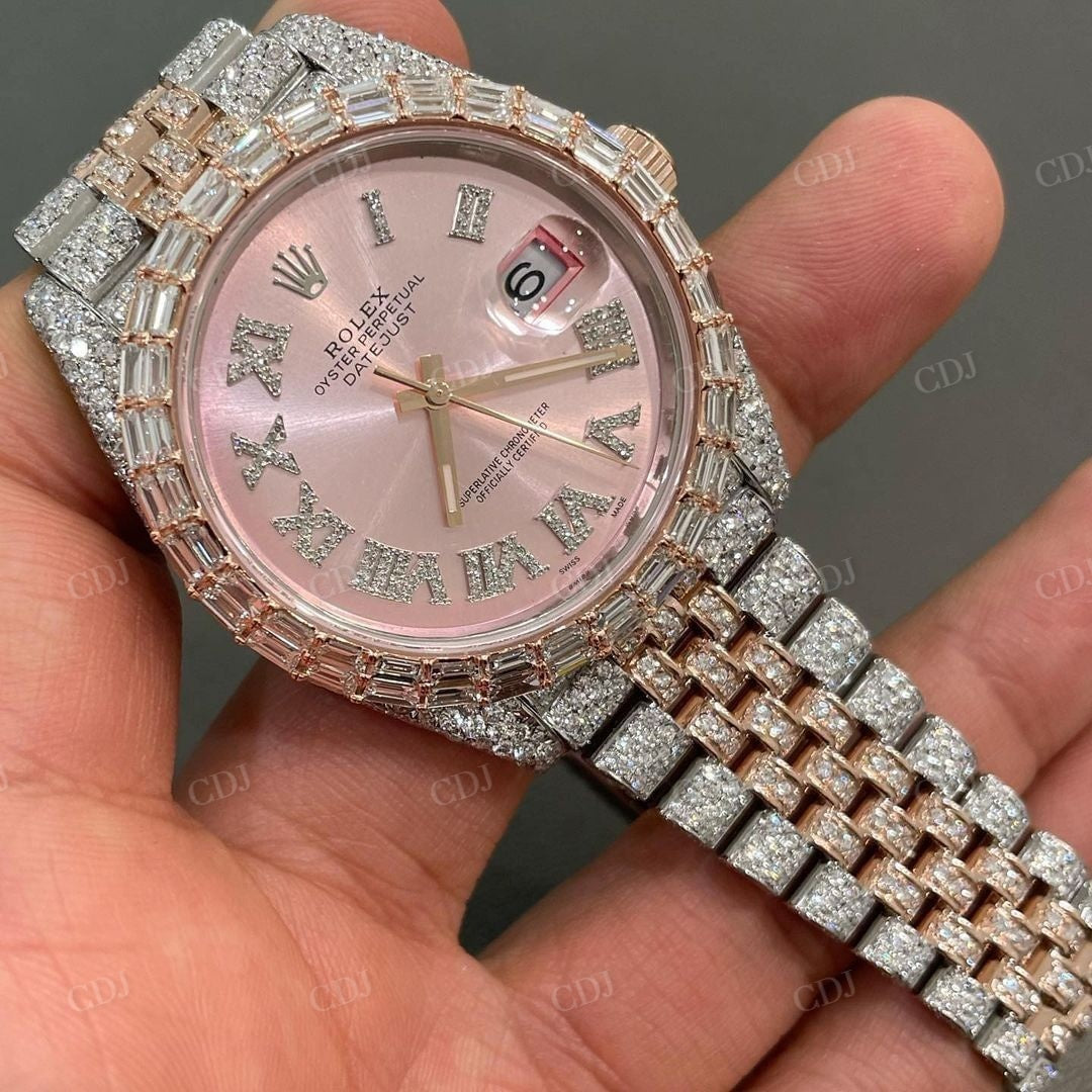 Pink Dial Rolex Diamond Custom Watch  customdiamjewel   