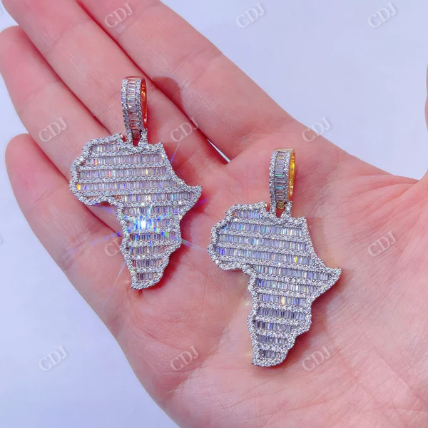 Hip Hop Iced Out Baguette Diamond Africa Pendant  customdiamjewel   