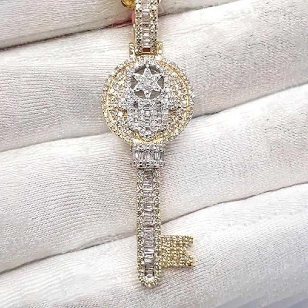 VVS Diamond Iced Out Key Hip Hop Pendant  CustomDiamJewel   