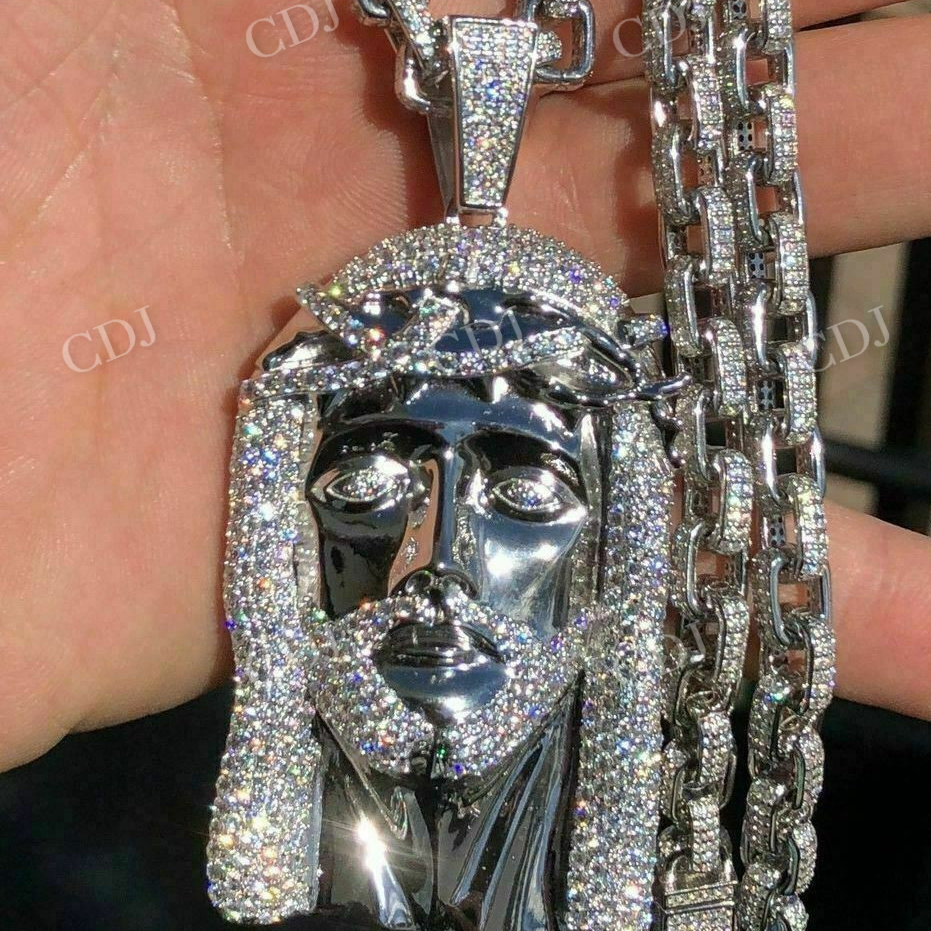 Mens Jesus Head Diamond Piece Hip Hop Pendant  customdiamjewel   