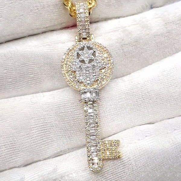 VVS Diamond Iced Out Key Hip Hop Pendant  CustomDiamJewel   