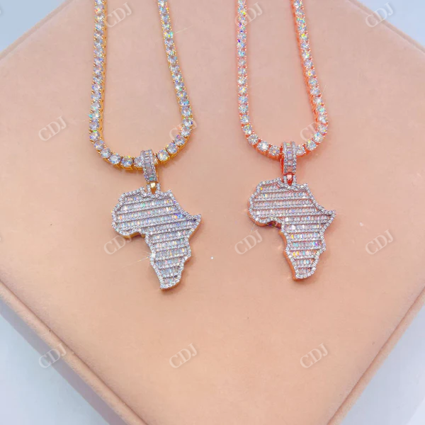 Hip Hop Iced Out Baguette Diamond Africa Pendant  customdiamjewel   