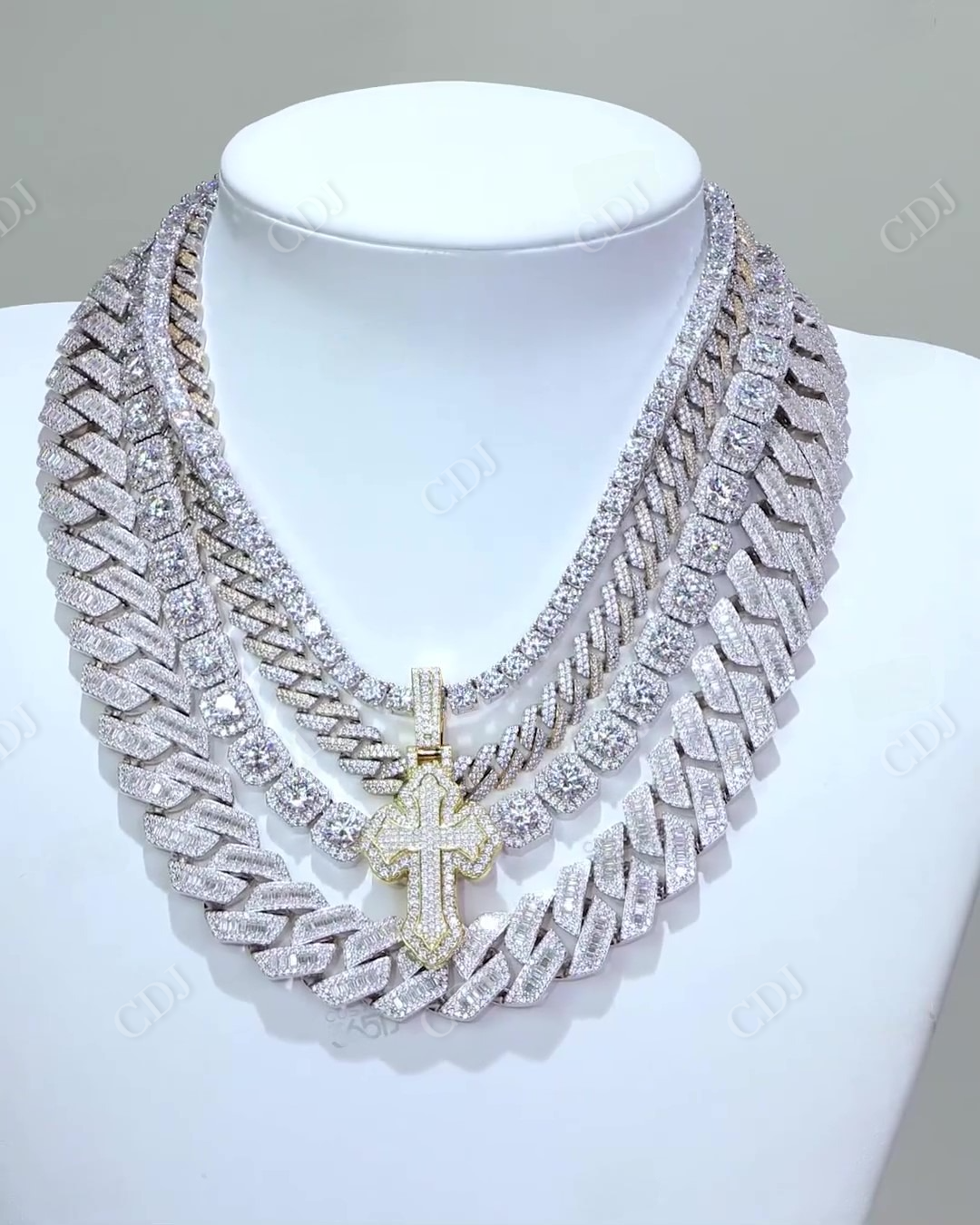 Hip Hop Iced Out Moissanite Baguette Chain hip hop jewelry CustomDiamJewel   