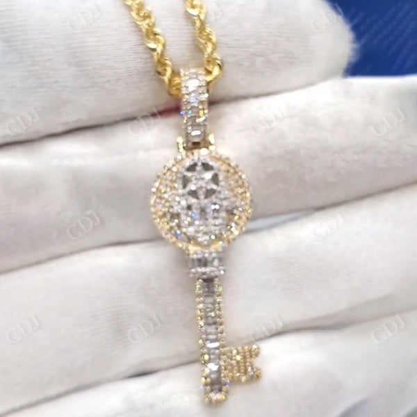 VVS Diamond Iced Out Key Hip Hop Pendant  CustomDiamJewel   