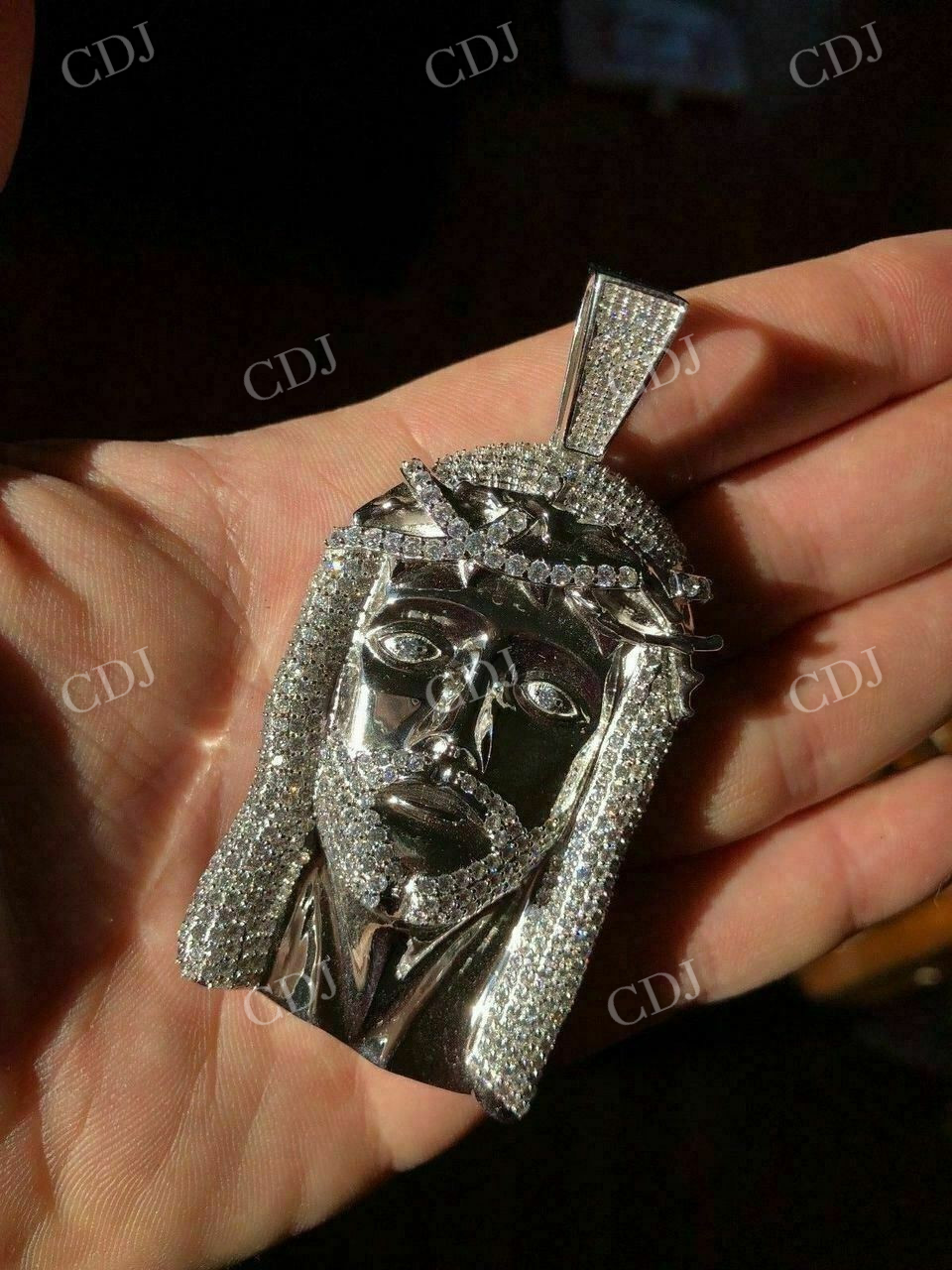 Mens Jesus Head Diamond Piece Hip Hop Pendant  customdiamjewel   