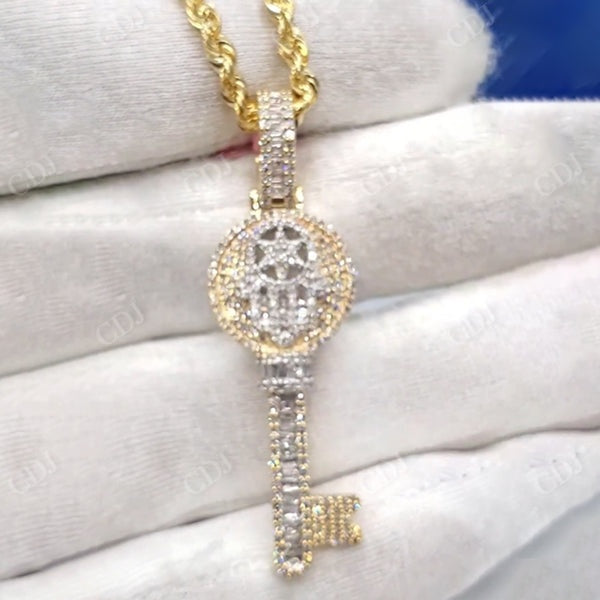 VVS Diamond Iced Out Key Hip Hop Pendant  CustomDiamJewel   