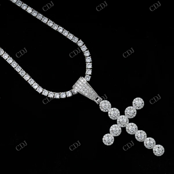 Flower Setting Diamond Cross Pendant For Men  customdiamjewel   