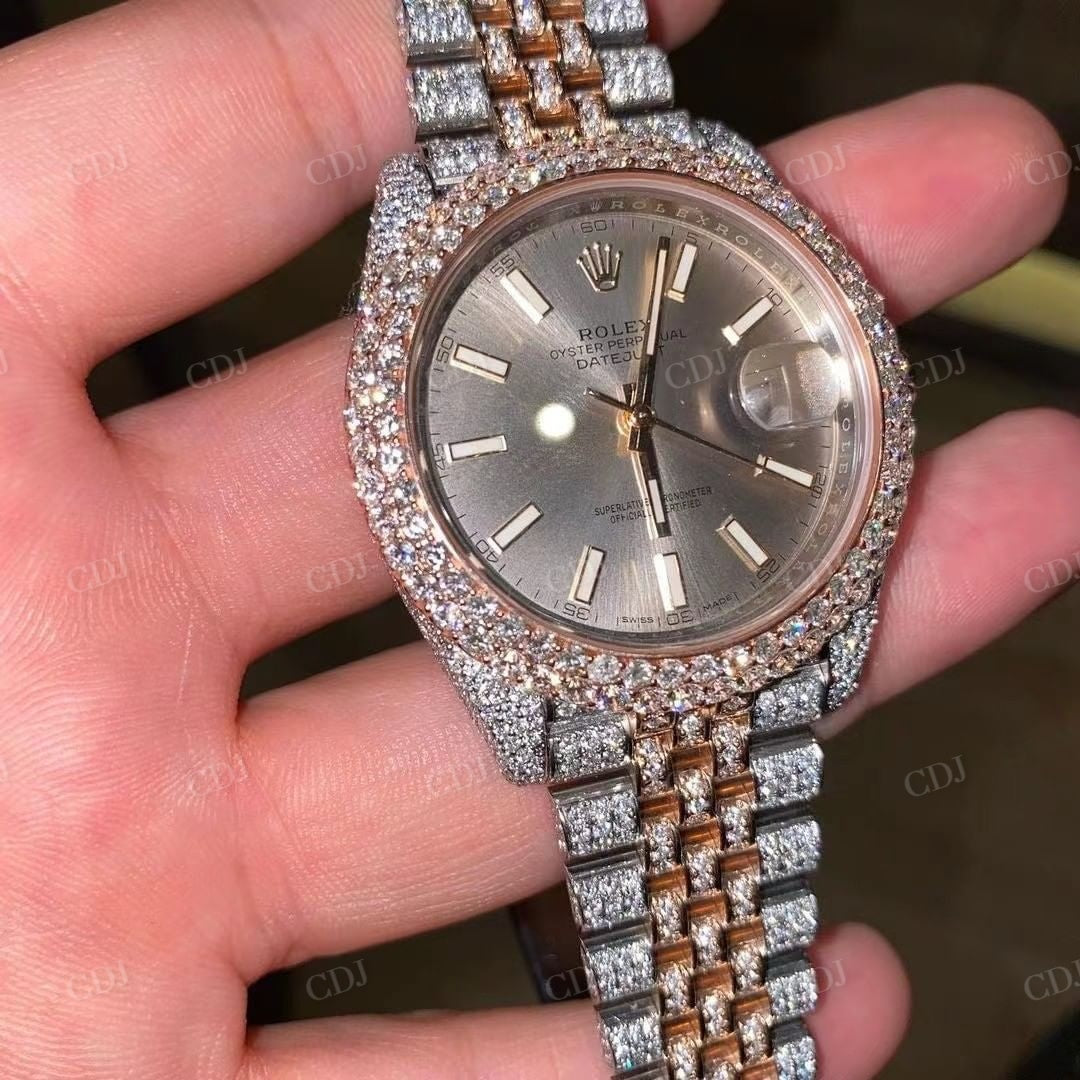 Luxury Diamond Rolex Stainless Steel Watch  customdiamjewel   