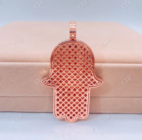 Baguette Cut Diamond Hamsa Pendant For Men  customdiamjewel   