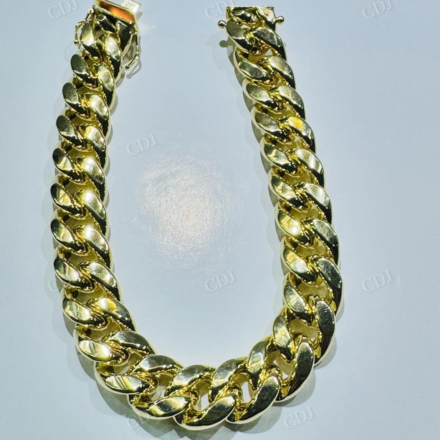 14K Solid Yellow Gold Simple Plain Cuban Link Chain hip hop jewelry customdiamjewel   