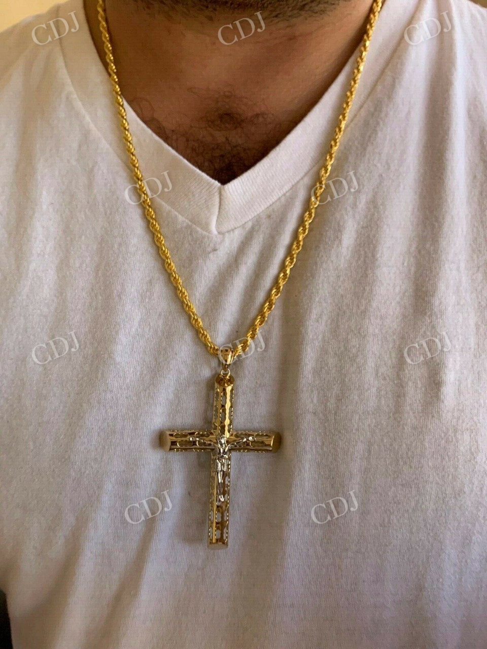 14k Gold Over Real Cross Jesus Hip Hop Pendant  customdiamjewel   