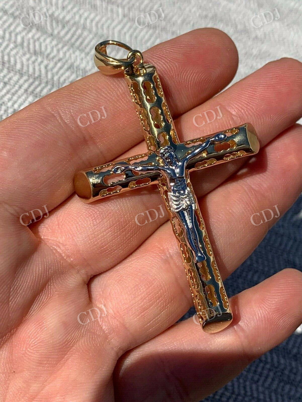 14k Gold Over Real Cross Jesus Hip Hop Pendant  customdiamjewel   