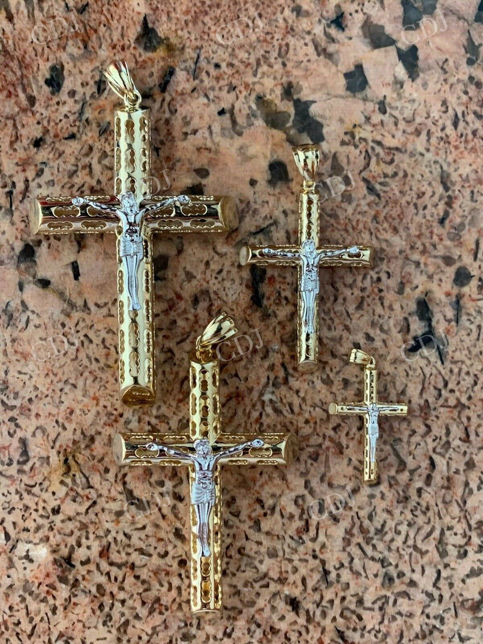 14k Gold Over Real Cross Jesus Hip Hop Pendant  customdiamjewel   