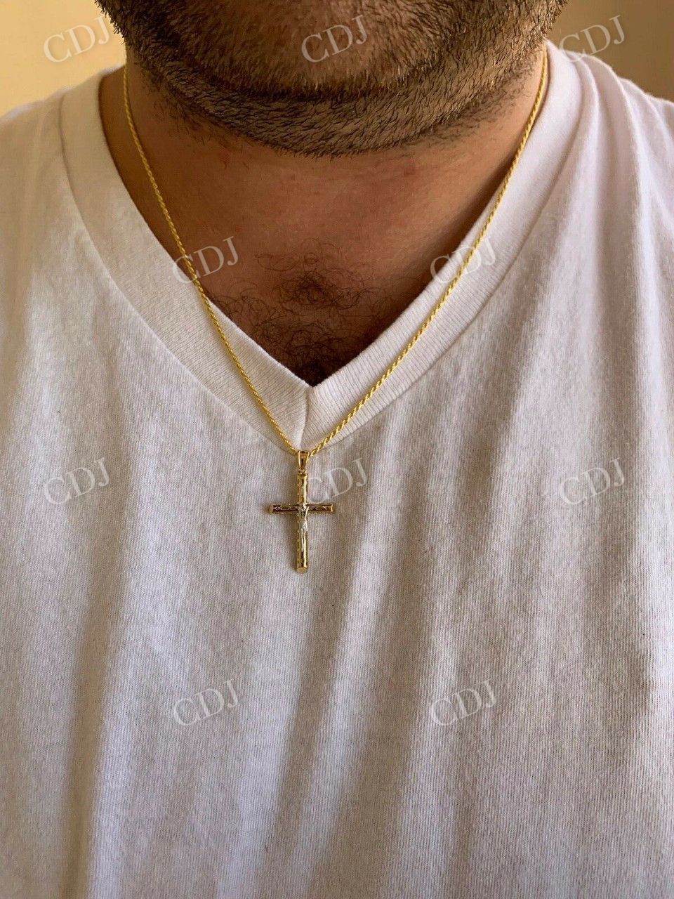 14k Gold Over Real Cross Jesus Hip Hop Pendant  customdiamjewel   