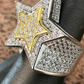 Men's Hip Hop Star Solid 14k Gold Diamond Ring  customdiamjewel   