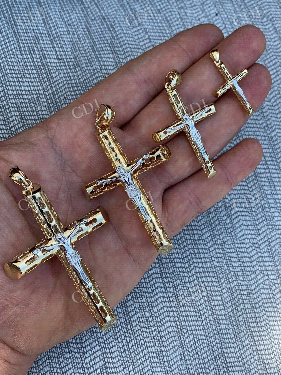 14k Gold Over Real Cross Jesus Hip Hop Pendant  customdiamjewel   