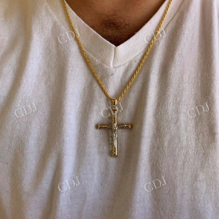 14k Gold Over Real Cross Jesus Hip Hop Pendant  customdiamjewel   