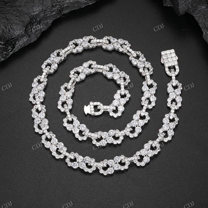 Sterling Silver Clustered Diamond Infinity Design Chain hip hop jewelry CustomDiamJewel