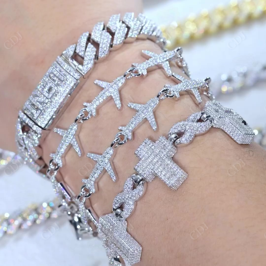 White Gold Plated Moissanite Trendy Bracelet hip hop jewelry CustomDiamJewel   