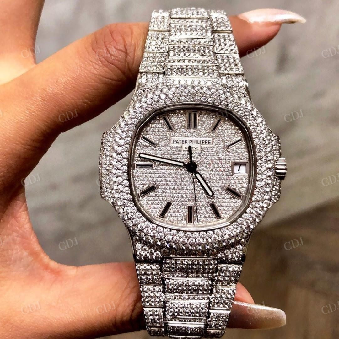 Fully Diamond Patek Philippe Luxury Watch – customdiamjewel