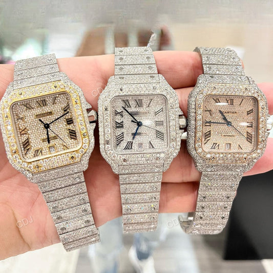 Iced Out Roman Numerical Moissanite Watch For Men hip hop jewelry CustomDiamJewel   